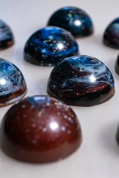 Handmade chocolates and sweets in the making Stock Photos