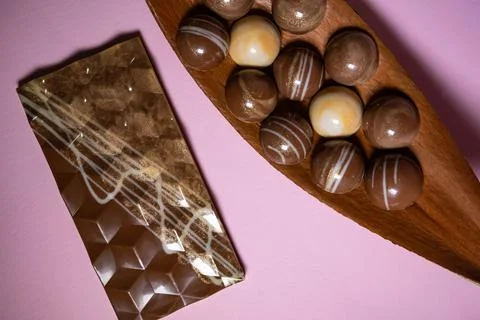 Handmade chocolates and sweets in the making Stock Photos