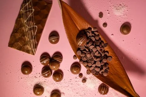 Handmade chocolates and sweets in the making Foto stock