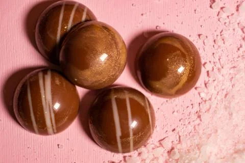 Handmade chocolates and sweets in the making Stock Photos