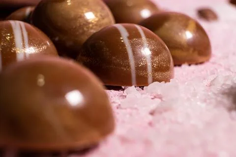 Handmade chocolates and sweets in the making Stock Photos