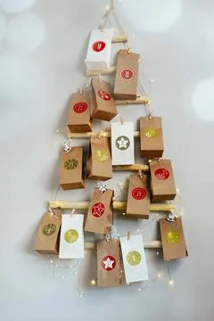 Handmade Christmas advent activity surprise festive decoration Stock Photos