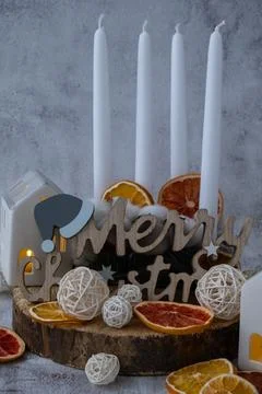 Handmade Christmas countdown advent four-week calendar. Festive holiday Stock Photos