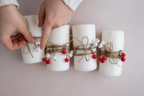 Handmade Christmas countdown advent four-week calendar. Festive holiday Stock Photos