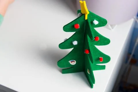 Handmade Christmas tree on the table. Stock Photos