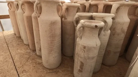 Handmade Clay Amphora in Store Stock Footage 121361575