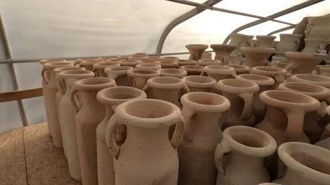 Handmade Clay Amphora in Store Stock Footage 121363117