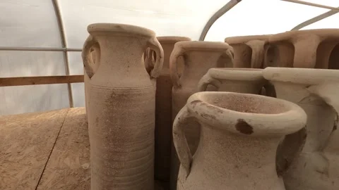 Handmade Clay Amphora in Store Stock Footage 121363214