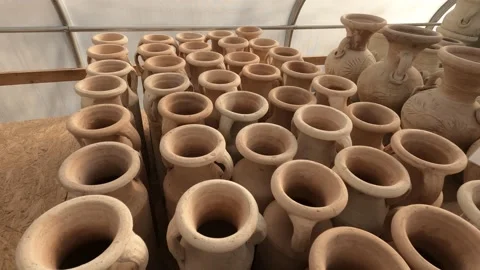 Handmade Clay Amphora in Store Stock Footage 121363731