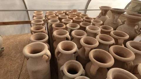 Handmade Clay Amphora in Store Stock Footage 121363791