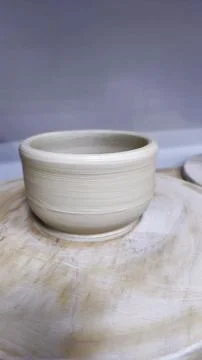 Handmade clay cups. In the process of preparation. Step by step guide. Stock Photos