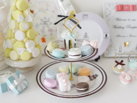 Handmade Cluff's Macaron Tower Stock Photos