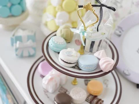 Handmade Cluff's Macaron Tower Stock Photos