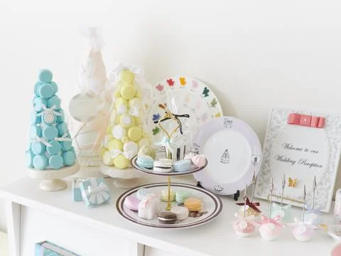 Handmade Cluff's Macaron Tower Stock Photos