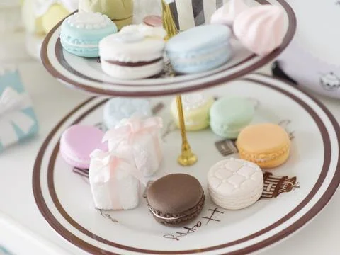 Handmade Cluff's Macaron Tower Stock Photos