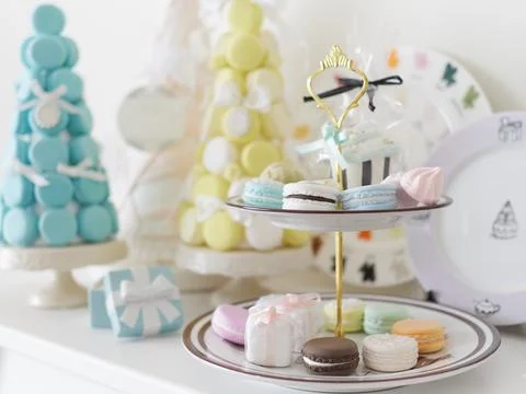 Handmade Cluff's Macaron Tower Stock Photos