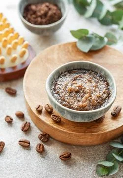 Handmade coffee scrub. Stock Photos