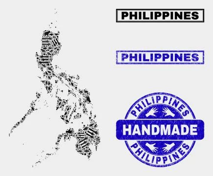 Handmade Collage of Philippines Map and Grunge Seal Stock Illustration