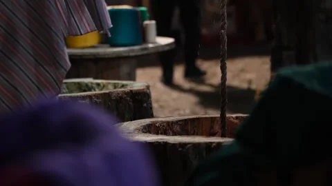 Handmade Colorful Dyeing Process of Textile Fibers for Traditional Carpet Stock Footage 325567692