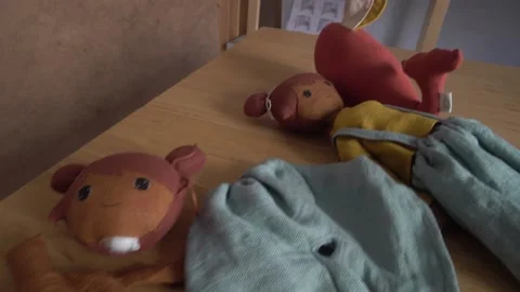 Handmade coloured rag doll  Video stock 139632943