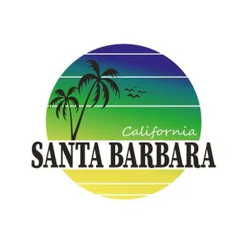 Handmade composition and design Santa Barbara. T shirt graphics for print and Stock Illustration