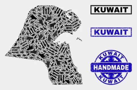 Handmade Composition of Kuwait Map and Distress Stamp Illustrazione stock