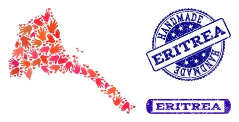 Handmade Composition of Map of Eritrea and Grunge Stamps Stock Illustration