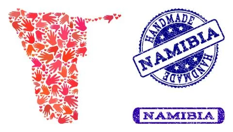 Handmade Composition of Map of Namibia and Distress Stamps Illustrazione stock
