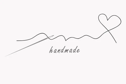 Handmade concept with needle and thread in shape of heart Stock Illustration