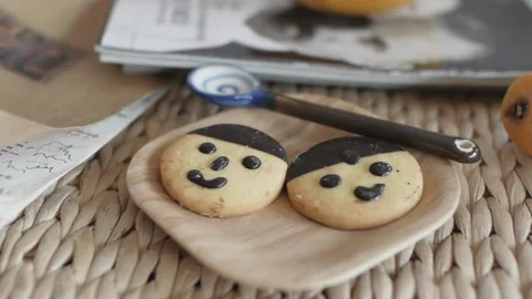 Handmade cookies, ceramic spoon Stock Footage 186879011