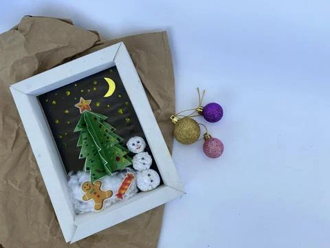 Handmade craft ideas for spend time with child on Christmas time. Stock Photos