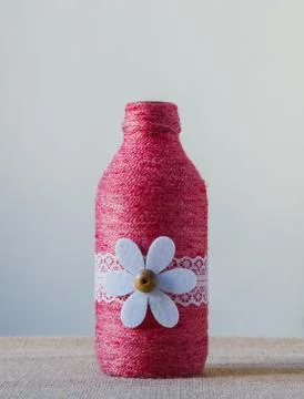 Handmade decorated bottle Stock Photos