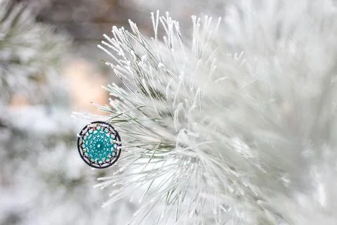 Handmade dream catcher with feathers threads and beads rope hanging Stock-Fotos