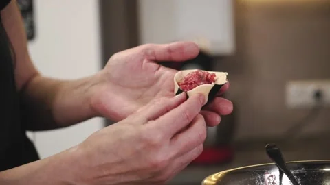 Handmade dumplings. Stock Footage 147005068