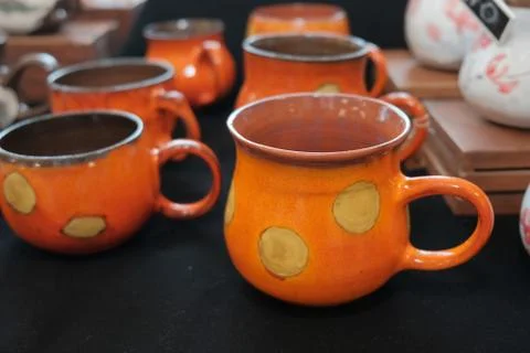 Handmade earthenware in the shape of fruit Stock Photos