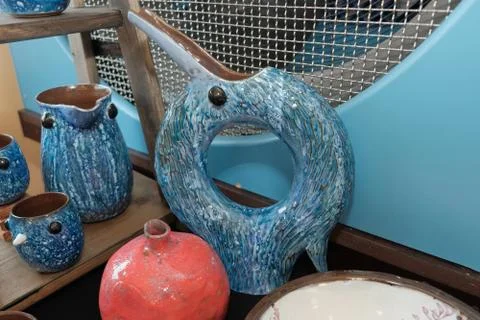 Handmade earthenware in the shape of fruit Stock Photos