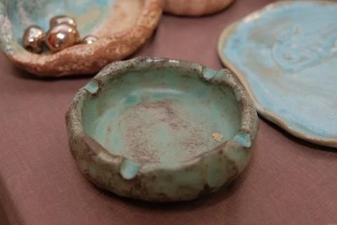 Handmade earthenware in the shape of fruit Stock Photos