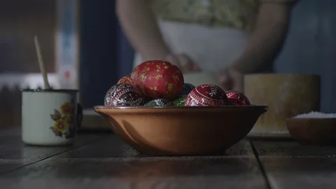 Handmade Easter Eggs Stock Footage 73285447