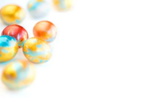 Handmade easter eggs isolated on white Stock Photos