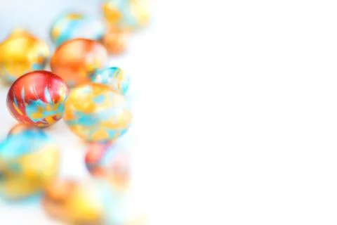 Handmade easter eggs isolated on white Stock Photos