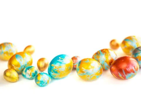 Handmade easter eggs isolated on white Stock-Fotos