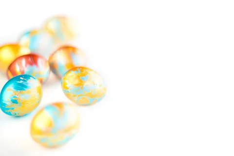 Handmade easter eggs isolated on white Stock Photos