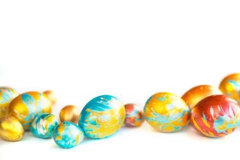 Handmade easter eggs isolated on white Stock-Fotos
