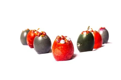 Handmade egg shaped easter candles Stock Photos