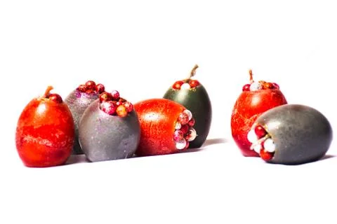 Handmade egg shaped easter candles Foto stock