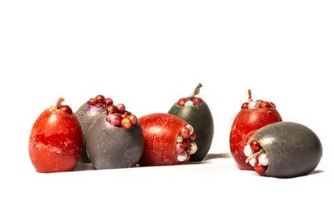 Handmade egg shaped easter candles Stock Photos