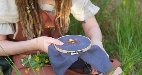 Handmade embroidery Stock Footage 134877831