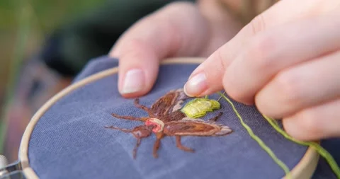 Handmade embroidery Stock Footage 134877849