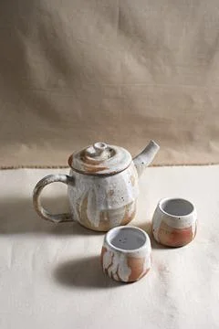 Handmade empty craft ceramic Stock Photos