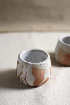 Handmade empty craft ceramic Stock Photos
